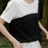 Color Block Patchwork Round Neck T-Shirt