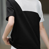 Color Block Patchwork Round Neck T-Shirt