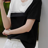 Color Block Patchwork Round Neck T-Shirt