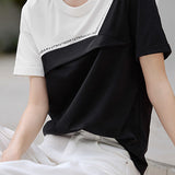Color Block Patchwork Round Neck T-Shirt