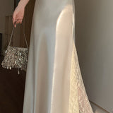 Acetate Satin Lace Patchwork Mermaid Skirt