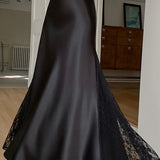 Acetate Satin Lace Patchwork Mermaid Skirt