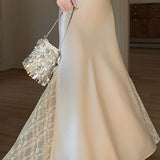 Acetate Satin Lace Patchwork Mermaid Skirt