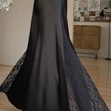 Acetate Satin Lace Patchwork Mermaid Skirt