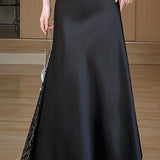 Acetate Satin Lace Patchwork Mermaid Skirt