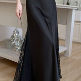 Acetate Satin Lace Patchwork Mermaid Skirt