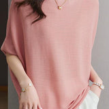 Off-Shoulder Short Sleeve Knit T-Shirt