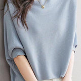 Off-Shoulder Short Sleeve Knit T-Shirt