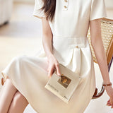 Tailored Pleated Elegant Midi Skirt
