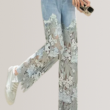 Design Lace Splicing Long Pants