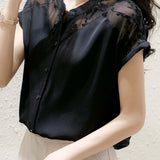 Elegant Lace Splicing Shirt