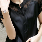 Elegant Lace Splicing Shirt