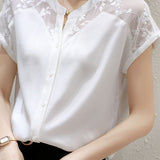 Elegant Lace Splicing Shirt