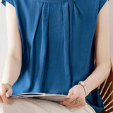 Solid Color Pleated Sleeveless Shirt