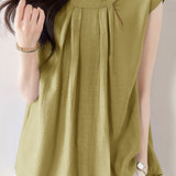 Solid Color Pleated Sleeveless Shirt