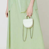 Round neck sleeveless irregular T-shirt and A-line skirt set