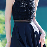 Halter neck clasp one-piece skirt swimsuit