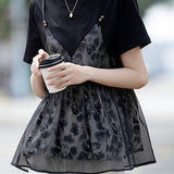 Spliced printed faux two-piece T-shirt