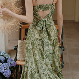 Bohemian floral camisole dress with hollow knit cardigan set