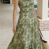 Bohemian floral camisole dress with hollow knit cardigan set