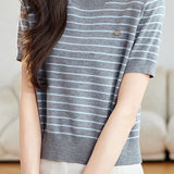 Lightweight striped knitted sweater