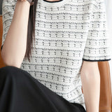 Round neck short sleeve knitted T-shirt