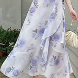 Printed ruffle tie skirt