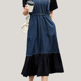 Faux two-piece spliced suspender dress