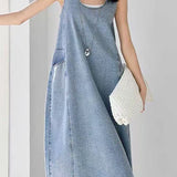 Solid color tank denim dress