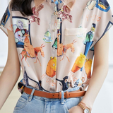 Short sleeve loose fit printed shirt