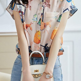 Short sleeve loose fit printed shirt