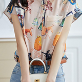 Short sleeve loose fit printed shirt