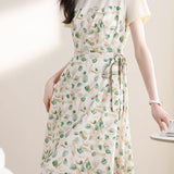 Faux two-piece floral maxi dress