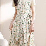 Faux two-piece floral maxi dress