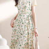 Faux two-piece floral maxi dress