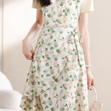Faux two-piece floral maxi dress