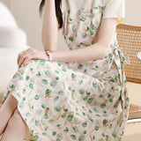Faux two-piece floral maxi dress