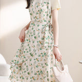 Faux two-piece floral maxi dress