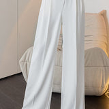 Irregular straight leg suit pants