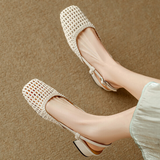 Woven hollow toe sandals