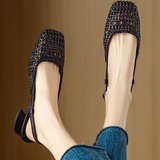 Woven hollow toe sandals