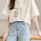 Cat embroidery short sleeve shirt