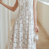 Diamond pearl lace dress
