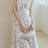 Diamond pearl lace dress