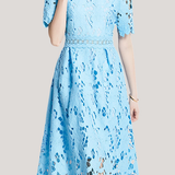 Heavily embroidered water-soluble lace mid-length solid color gown