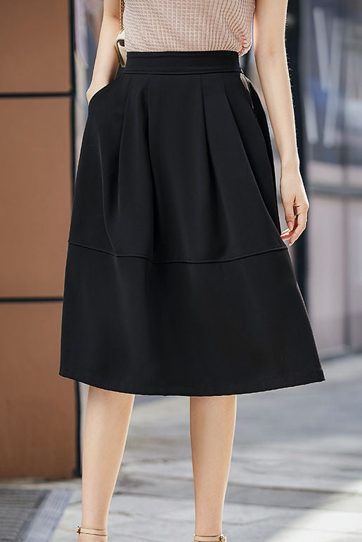 High-waisted mid-length umbrella skirt - liwisi