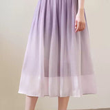 Gradient ruched midi skirt