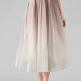 Gradient ruched midi skirt