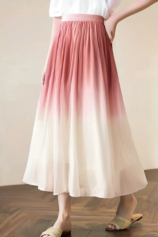 Gradient ruched midi skirt - liwisi