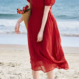 Solid color textured dress